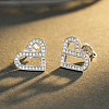 925 Sterling Silver Micro Pave Cubic Zirconia Heart Stud Earrings for Women JM8853-2-1