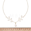 Natural Pearl Deer Pendant Brass Cable Chain Necklaces for Women NJEW-TA00230-4