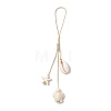 Natural Cultured Freshwater Pearl & Dyed Synthetic Turquoise & Clam Shell Mobile Straps HJEW-JM01902-2