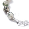 Natural Mixed Stone Round Beaded Bracelets Set with Curb Chain for Men Women BJEW-TA00048-11