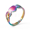 Ion Plating(IP) 201 Stainless Steel Heart Adjustable Ring for Women RJEW-K242-01M-3