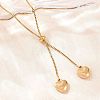 Adjustable 304 Stainless Steel Heart Tassel Box Chain Lariat Necklaces for Women SA-D001-03G-1
