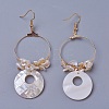 Pearl Chip Beads Dangle Earrings EJEW-L218-09B-2