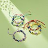 Evil Eye Resin Bead & Flat Round Alloy Rhinestone Braided Beaded Bracelets for Girl Women BJEW-JB08740-01-2