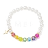 Chakra 304 Stainless Steel Tiny Cross Charm Bracelets BJEW-JB12834-2