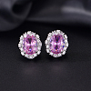 Brass Micro Pave Cubic Zirconia Oval Stud Earrings for Women QP4934-2-1
