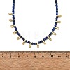 Natural Lapis Lazuli Faceted Rondelle Baded Necklaces with 201 Stainless Steel Teardrop Charms NJEW-JN06428-02-4