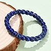 Grade AB+ Natural Lapis Lazuli Beads Stretch Bracelets BJEW-F523-06A-5