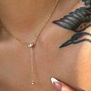 304 Stainless Steel Pave Clear Cubic Zirconia Flower Tassel Y Necklaces for Women ZN1506-2