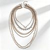 Boho Alloy Crystal Rhinestone Multi Layered Necklaces with Teardrop Tassel WG7D1FE-01-1