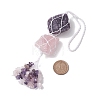 Nuggets Raw Natural Amethyst & Rose Quartz Pouch Pendant Decorations HJEW-JM01926-01-3