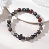 Natural African Bloodstone & Synthetic Turquoise & Hematite Beaded Stretch Bracelets BJEW-JB13449-1