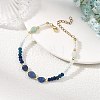 Dyed Natural Malaysia Jade & Dyed & Heated Blue Aventurine & Amazonite Nuggets & Rondelle Beaded Bracelets for Women BJEW-JB14090-01-1