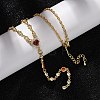 Brass Pave Cubic Zirconia Heart Pendant Y Tassel Necklaces for Women NJEW-A071-01G-01-1