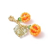 Glass Seed Beaded Berries & Leaf Pendants PALLOY-MZ01114-03-3