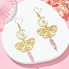 Moon & Butterfly 201 Stainless Steel Dangle Earrings with Brass Pins EJEW-TA00390-2