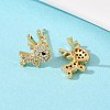 Brass Micro Pave Clear Cubic Zirconia Deer Stud Earrings EJEW-F400-27A-G-2