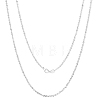 Rhodium Plated 925 Sterling Silver Thin Dainty Link Chain Necklace for Women Men JN1096B-04-1