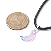 Glass Crescent Moon Pendant Necklaces NJEW-JN04579-05-3