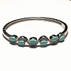 Oval Synthetic Turquoise Beaded Hinged Bangles BJEW-C146-03-1
