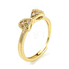 Bowknot Brass Micro Pave Clear Cubic Zirconia Adjustable Rings RJEW-S416-03G-1