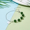 Natural Malaysia Jade(Dyed) Beaded Bracelet with 304 Stainless Steel Rolo Chains BJEW-JB08145-04-2