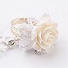 Gothic Style Vintage Rose Lace Bracelet with Ring Wristband Wristlet BJEW-JL080-01-2
