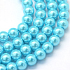 Baking Paint Pearlized Glass Pearl Round Bead Strands HY-Q003-14mm-48-1