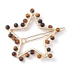 2Pcs Moon & Star Alloy with Natural Tiger Eye Hollow Hair Barrettes PHAR-JH00105-04-4