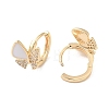 Butterfly Brass Micro Pave Cubic Zirconia Hoop Earrings EJEW-P292-06G-2