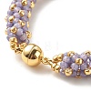 Glass Seed Beaded Bracelet with Brass Magnetic Clasp BJEW-JB07802-05-5