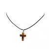 5Pcs 5 Style Natural & Synthetic Mixed Gemstone Cross Pendant Necklaces Set with Waxed Cord for Women NJEW-JN04176-5