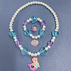 Resin & Glass Bead Pendant Necklaces & Charm Bracelets & Rings Sets FS-WGCCE83-02-1
