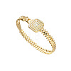 Square 304 Stainless Steel Micro Pave Clear Cubic Zirconia Bangles FS-WG8C862-01-1