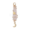 3Pcs 3 Styles Natural Rose Quartz Pointed Copper Wire Wrapped Faceted Bullet Big Pendants PALLOY-JF03572-05-3