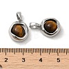 Natural Tiger Eye Brass Flat Round Charms KK-M270-39P-01-3