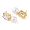 Rack Plating Brass Micro Pave Clear Cubic Zirconia Stud Earrings for Women EJEW-G394-22G-2