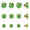 12Pcs 3 Size Green Resin Clover Lapel Pin Brooch JEWB-CA0001-39-1