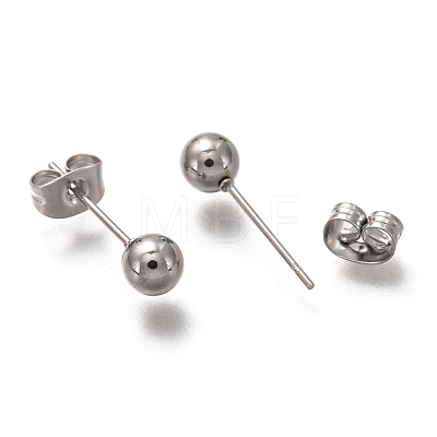 304 Stainless Steel Ball Stud Earrings EJEW-L254-01C-P-1