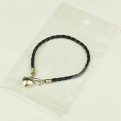 PU Leather Braided Charm Bracelets BJEW-JB00785-09-1