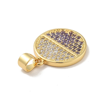 Brass Micro Pave Cubic Zirconia Pendants KK-B059-35G-D-1