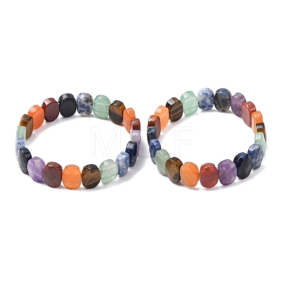 Chakra Natural Mixed Gemstone Faceted Beaded Stretch Bracelets for Women BJEW-K251-07K-1