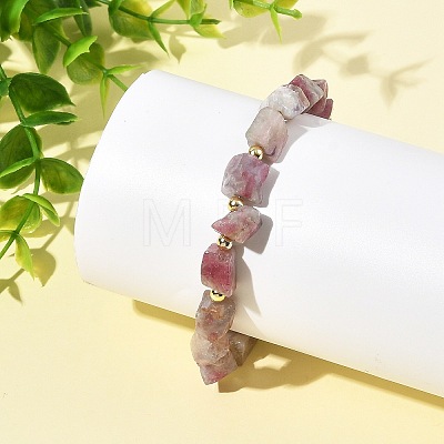 Nuggets Natural Tourmaline & Round Synthetic Non-magnetic Hematite Beaded Bracelets for Women BJEW-JB14177-1