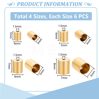 Unicraftale PVD Vacuum Plating 304 Stainless Steel Cord Ends STAS-UN0010-50G-1