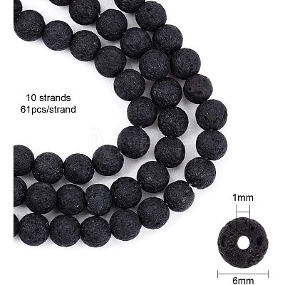 Olycraft Natural Lava Rock Beads Strands G-OC0001-38-6mm-1