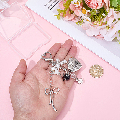 1Pc Heart with Bowknot Alloy Pendant Decorations KEYC-BM0001-22-1