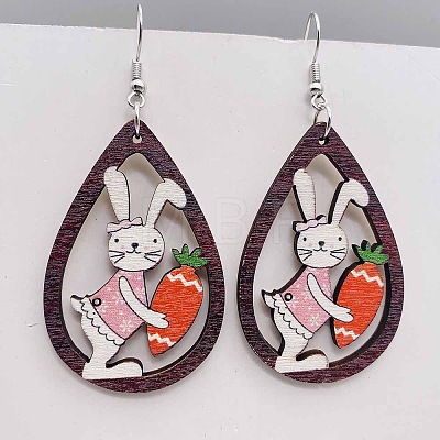 Easter Wood Dangle Earrings FS-WG65A0D-02-1