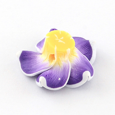 Handmade Polymer Clay 3D Flower Plumeria Beads X-CLAY-Q192-20mm-04-1
