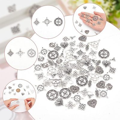 ARRICRAFT 84Pcs 14 Styles Tibetan Style Alloy Pendants FIND-AR0004-09-1