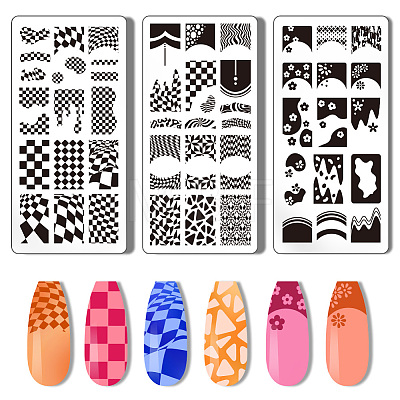 Stainless Steel DIY Nail Art Templates MRMJ-WH0092-017-1